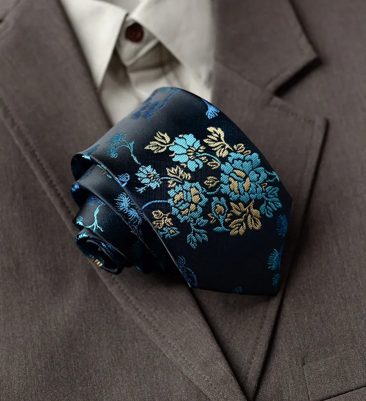 8cm Neue Blumenkrawatte für Herren Vintage Luxus-Krawatte mit Bambus- & Blumenmuster für Anzug und Hemd – Detail 14