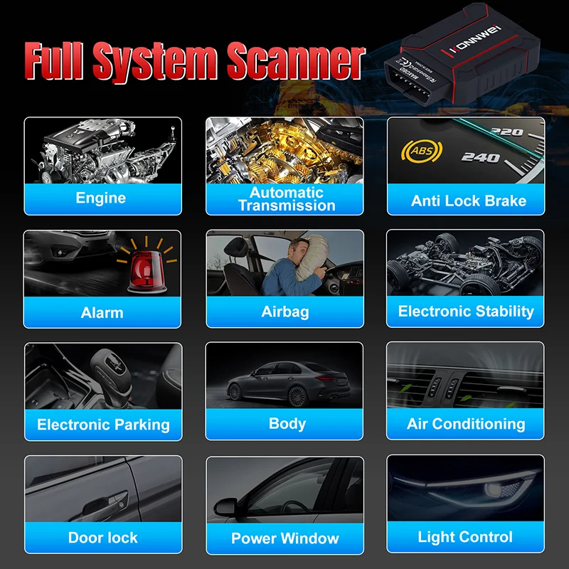 Bluetooth 5.0 With Free English APP Newest Products KONNWEI MAXOBD Full System Scanner For Android And IOS Auto Diagnostic Tool
