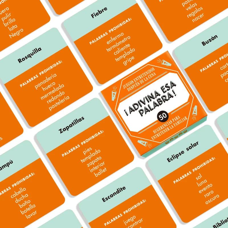 เกมกระดานทายคำศัพท์ภาษาสเปน – การ์ดคำศัพท์ 50 ใบ เกมการเรียนรู้ภาษาสำหรับผู้ใหญ่และวัยรุ่น ของขวัญคริสต์มาสและปีใหม่