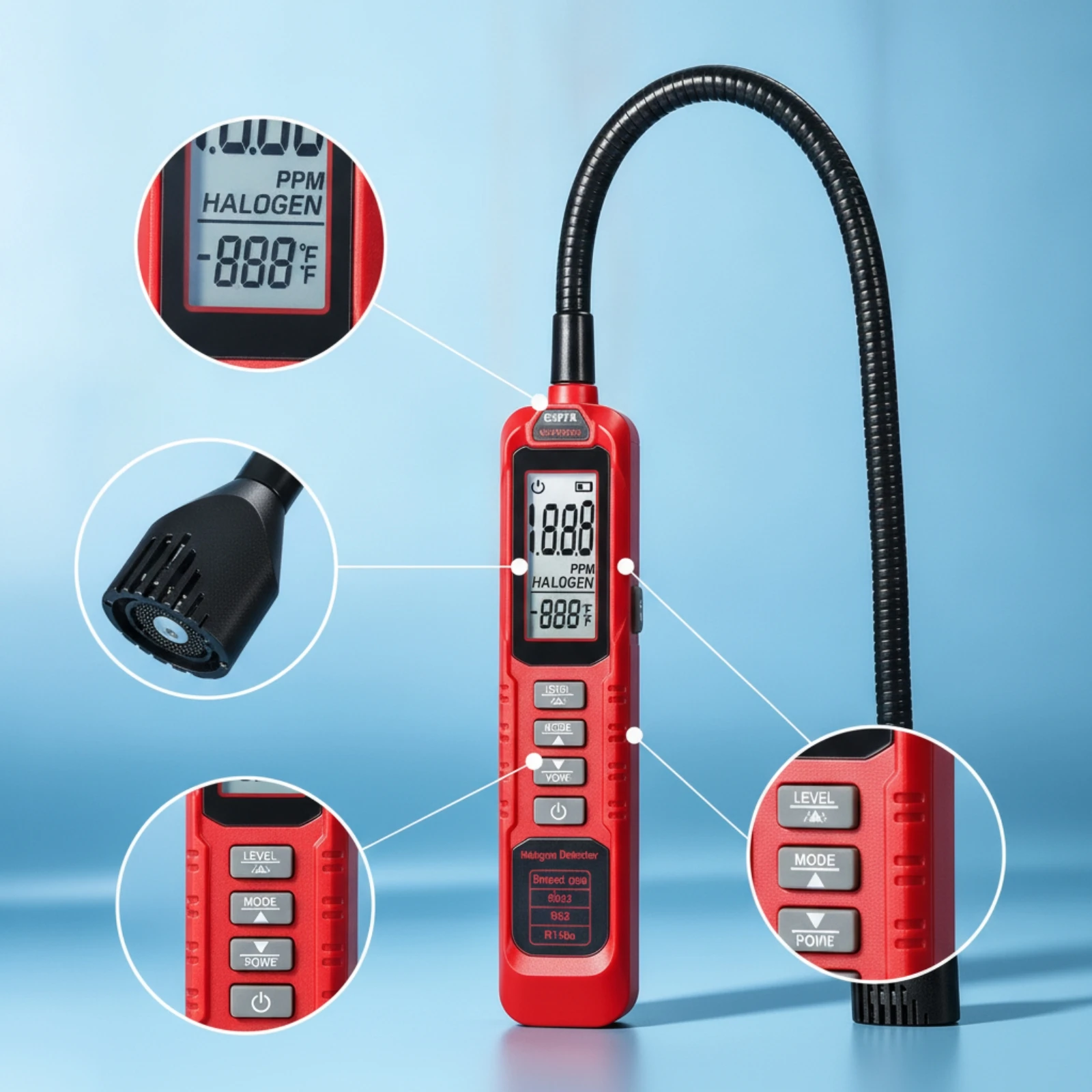 Refrigerant Leak Sensor Handheld Freon Leak Sensor Alarm Audible for HVAC Technicians, HVAC Repair, Refrigerator Maintenance