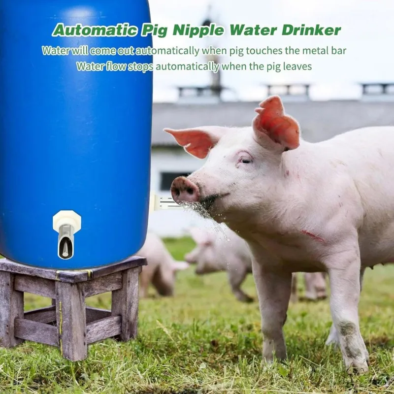 AB13-4Set Pig Nipple Waterer With Hole Opener& PTFE Tapes, For Drinker Feeder Kit, Pigs Water Tank Connectors