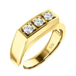 Thick 925 Sterling Silver Original Ring Moissanite Diamond Rings For Men Certified 18K Gold Plated Luxury Wedding Jewelry Gifts