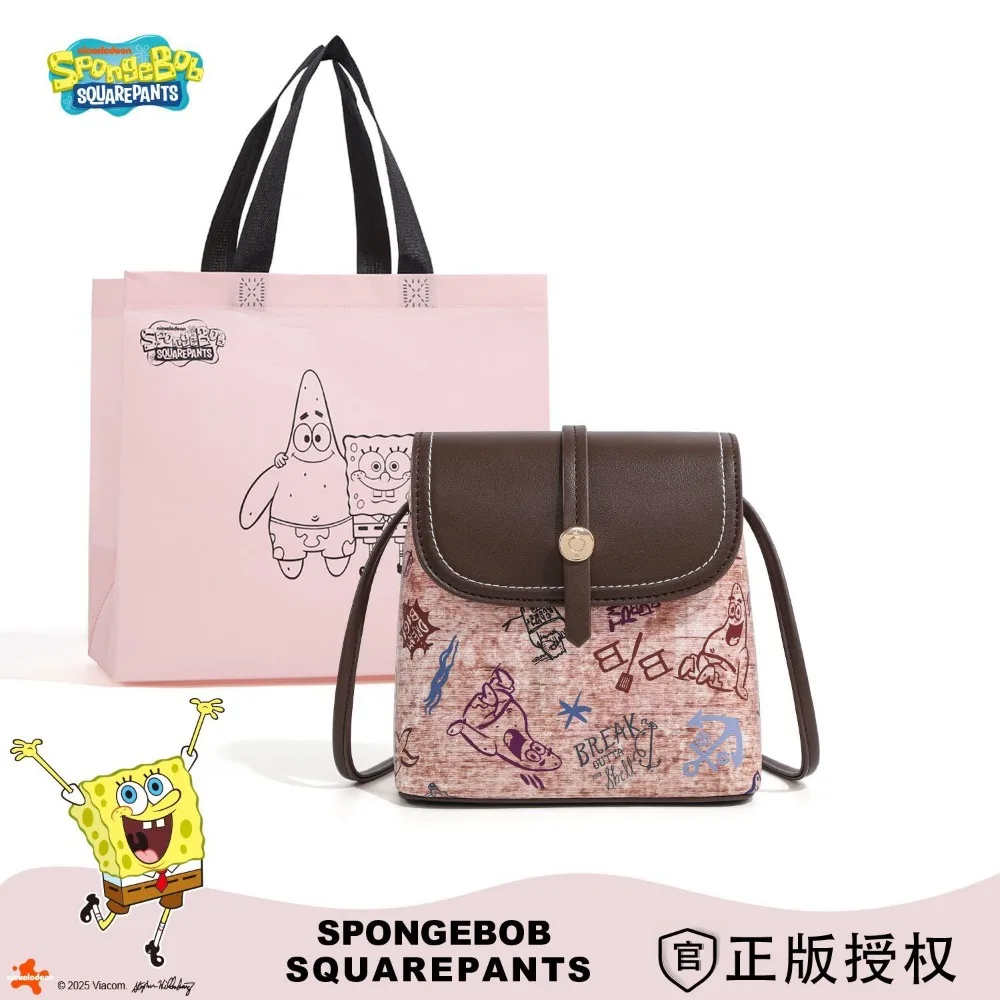 SpongeBob SquarePants Female Cute Commuter Anime Cartoon Cute Large Capacity Single Shoulder Crossbody Bag Girls Birthday Gifts