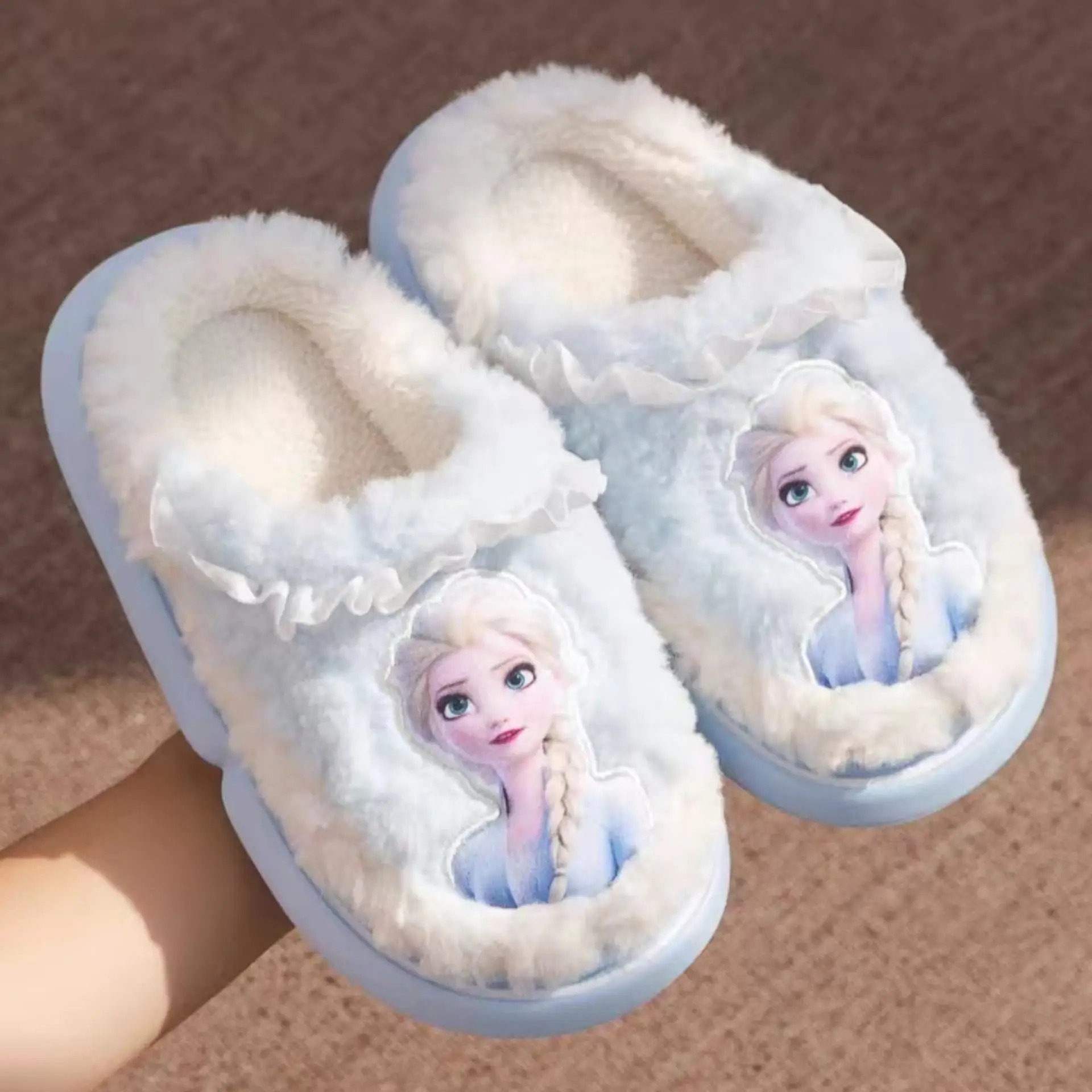 

Disney Frozen Elsa Children's Cotton Slippers Winter Cartoon Girl Home Thick Warm Cotton Slippers