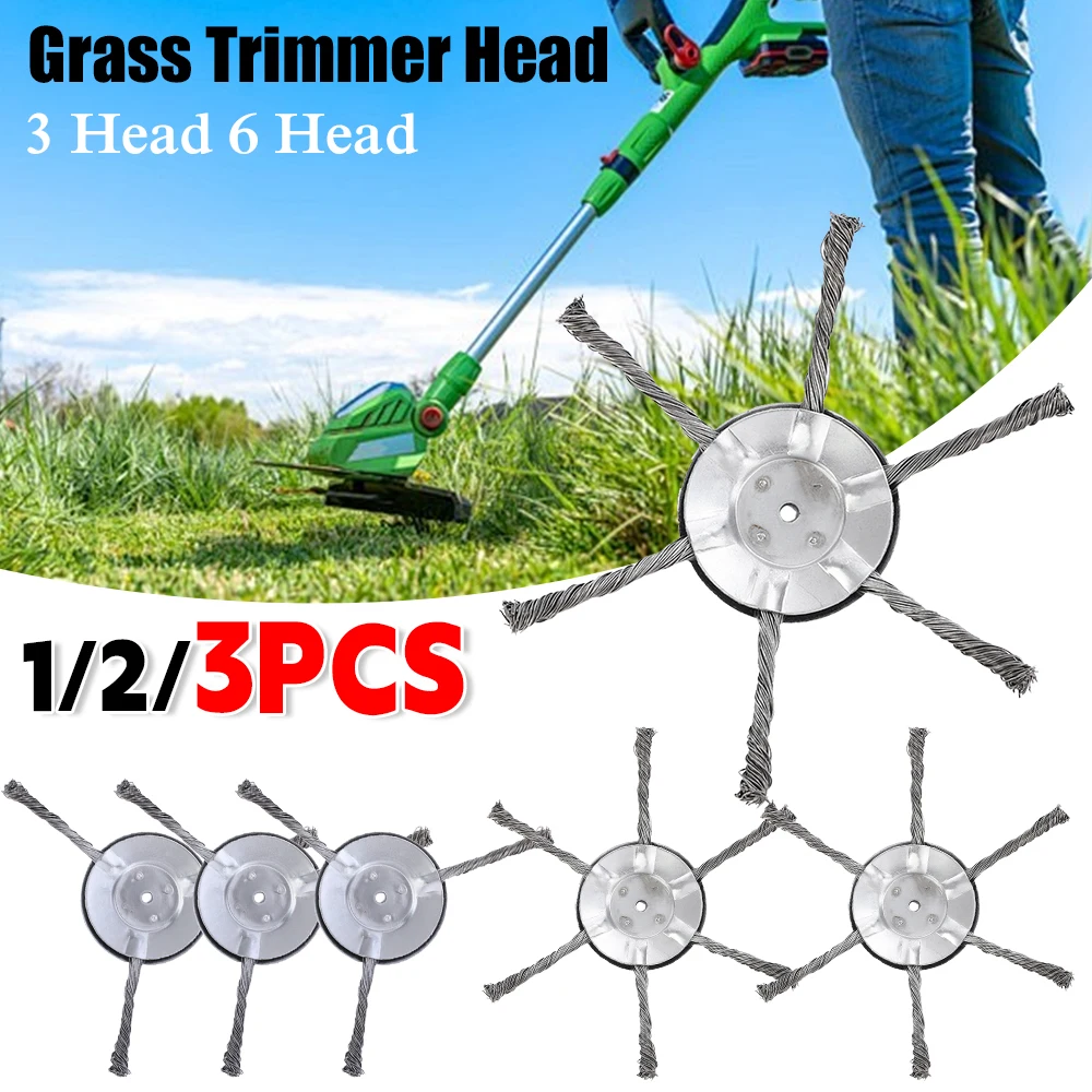1-3PCS Steel Wire Grass Trimmer Blade Wear-resistant Derusting Weeding Wheel Blade Head for Home Garden Tools Weed Trimmer Head
