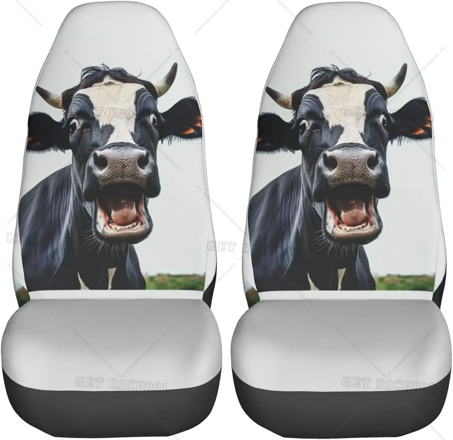 Farm Cow Car Seat Covers Set 2 Pcs Auto Interior Car Accessories Protetors Universal Fit Most Cars SUV Van Truck