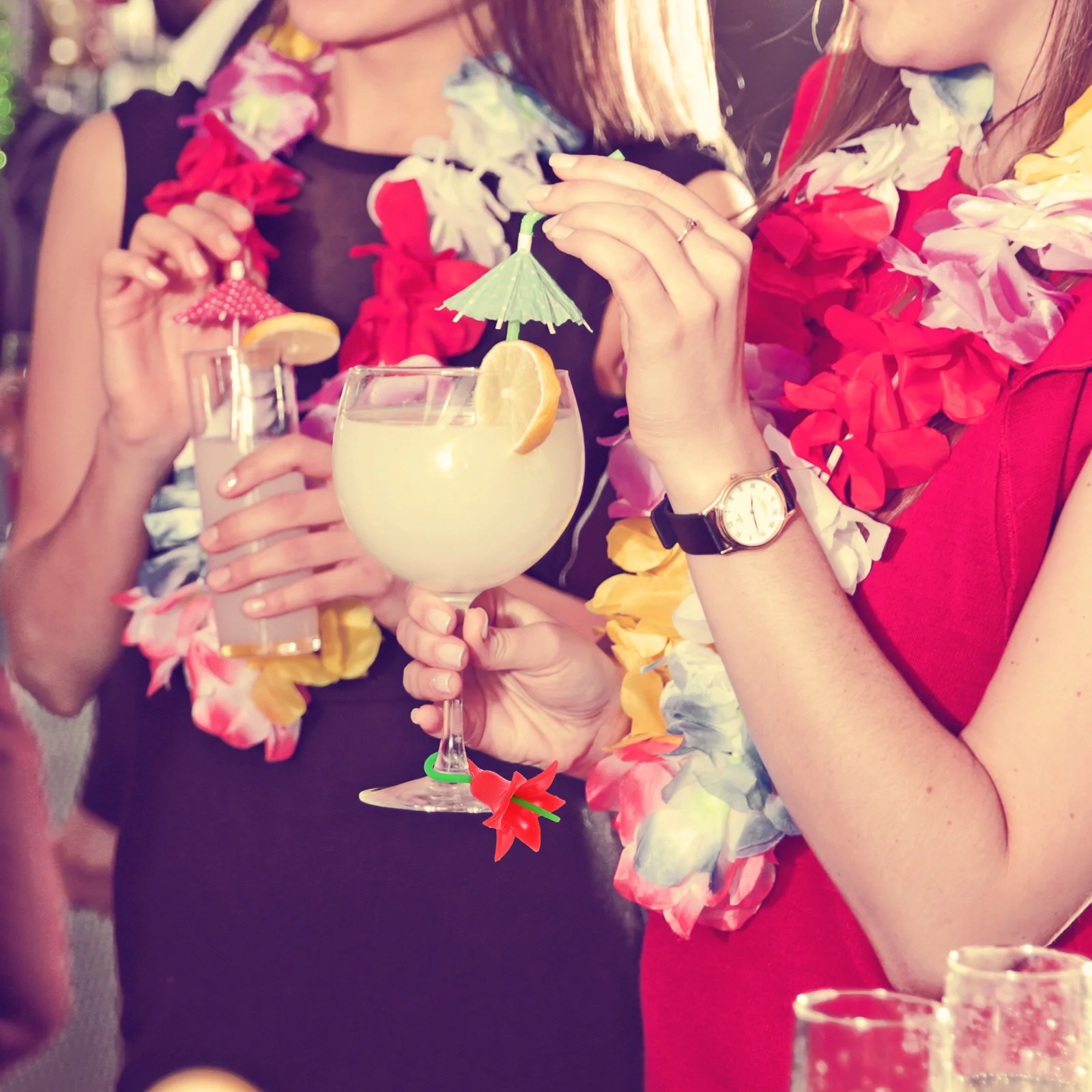 6 uds. De dijes de copa de vino con forma de flor de silicona Premium, etiquetas de bebidas vibrantes para fiestas, eventos, dijes de vidrio, etiquetas de bebidas