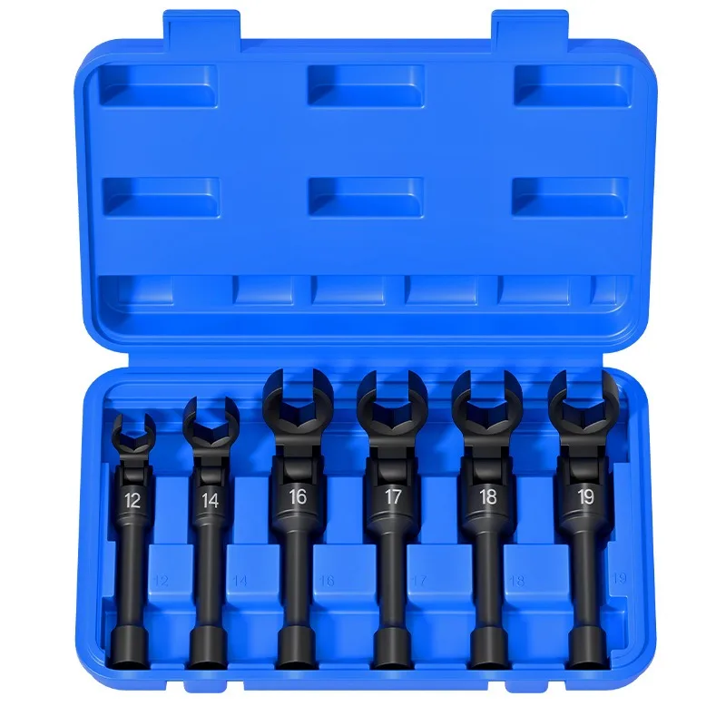 6Pcs Diesel Injector Line Flex-Head Socket Wrench Set Pipes Open Ende 12/14/16/17/18/19mm Auto Repair Tools