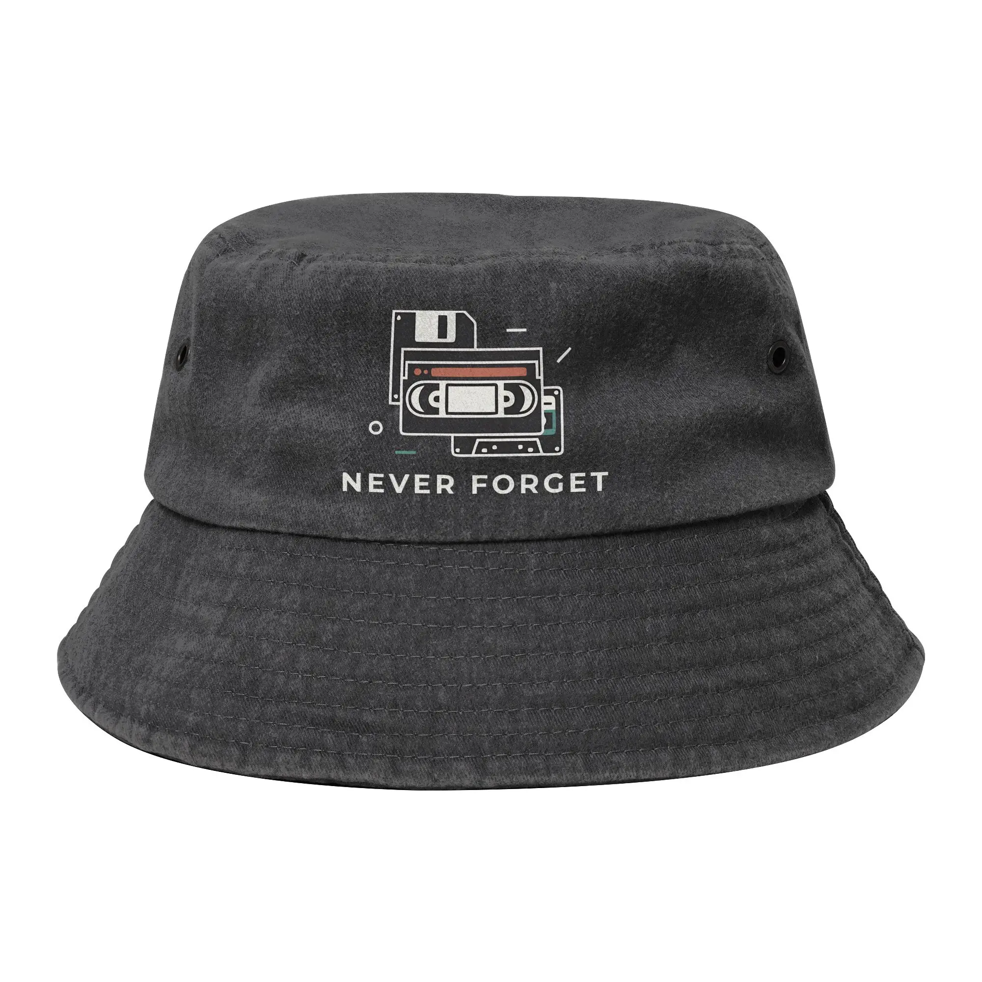 Never Forget Cassette Tape VHS Music Old School Bucket Hat for Unisex Summer  Distressed Cotton Sun Hat Outdoor Fishing Hat