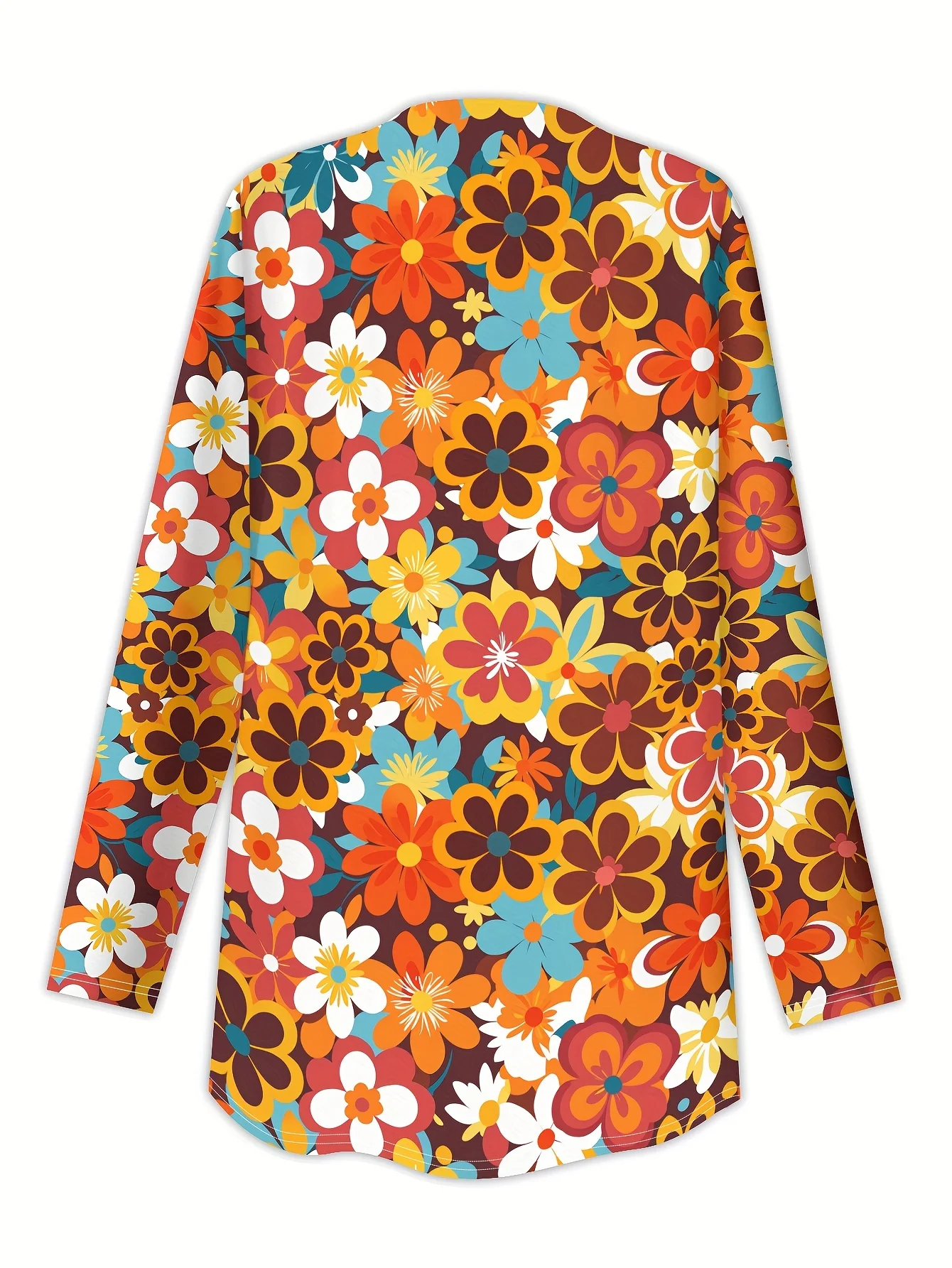 패션 여성 꽃무늬 긴 소매 가디건, 폴리에스터 오픈 프론트, 가벼운 커버업, 봄 가을 캐주얼 코트