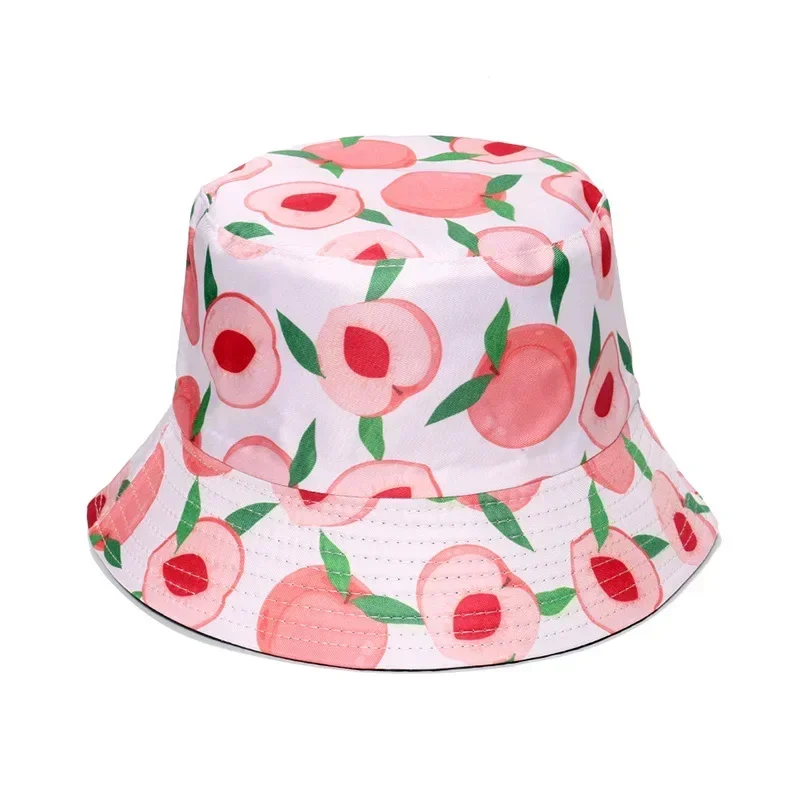 2022 New Fruit Print Bucket Hat Spring and Summer Outdoor Sun Hats Cute Strawberry Watermelon Cherry Fisherman Cap Men Bonnet