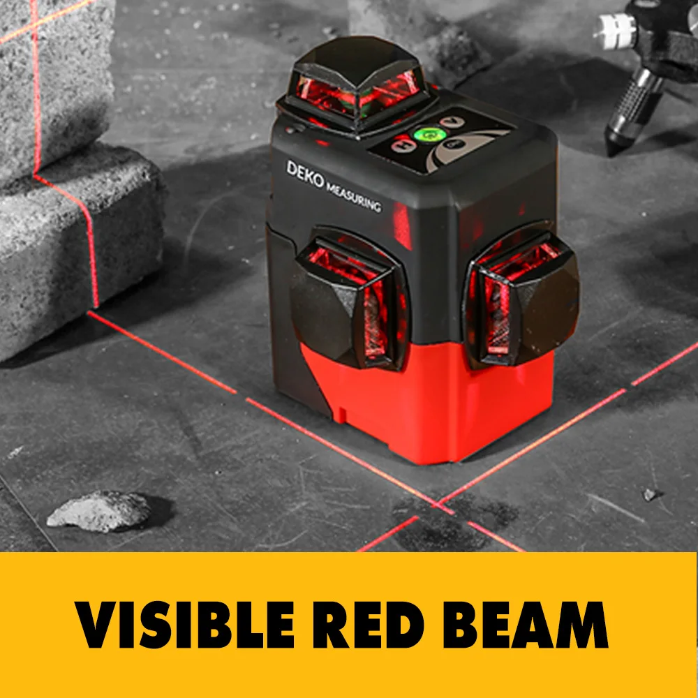 DEKO High Quality 12Lines 3D Laser Level Self-Leveling 360 degre Horizontal & Vertical Cross Powerful Outdoor can use Detector