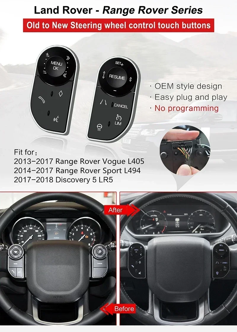 Update Car Steering Wheel Touch Buttons For Land Rover Range Rover Sport L494 and Vogue L405 2013-2017 Touch Buttons dashboard