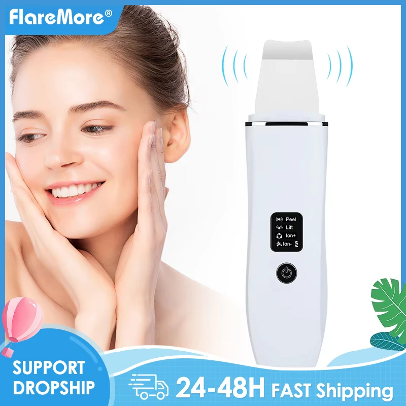 Purificador facial ultrassônico, removedor de cravo, limpador de poros, limpeza profunda do rosto, peeling da pele, íon, tratamento de acne, ferramenta de pá