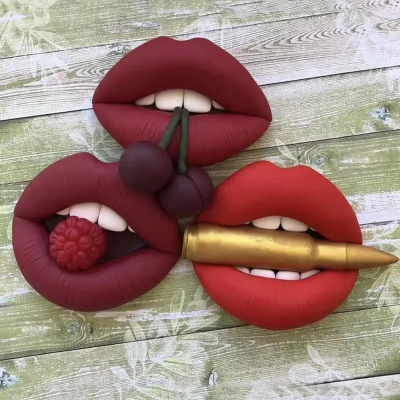 Lip Red Raspberry Cherry Bullet Valentine's Day Silicone Sugarcraft Mold Resin Tools Cupcake Fondant Cake Decorating Tools