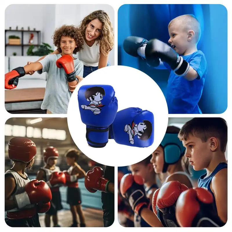 Gants de boxe pour enfants, sac de boxe en cuir PU, gants à motifs de dessins animés, équipement de Sparring pour enfants, dispositif d'entraînement de gymnastique à domicile pour Muay