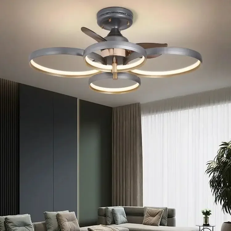 

Living room and dining room pendant lights 2023 new ceiling mounted intelligent fan lights, ceiling fan lights, household electr