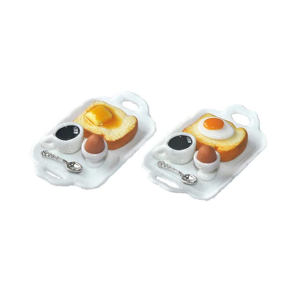 1Pcs 1/12 Dollhouse Miniature Accessories Mini Breakfast Burger Egg Coffee Plate Food Model Doll House Decoration