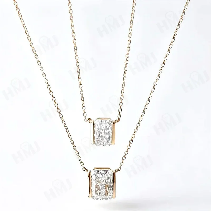 Strahlender Anhänger mit Labor-Diamant 1ct DEF VS, Echtes 925 Sterling Silber, 18K 14K Gold, Premium Schmuck, Geschenke, Charms – Detail 1
