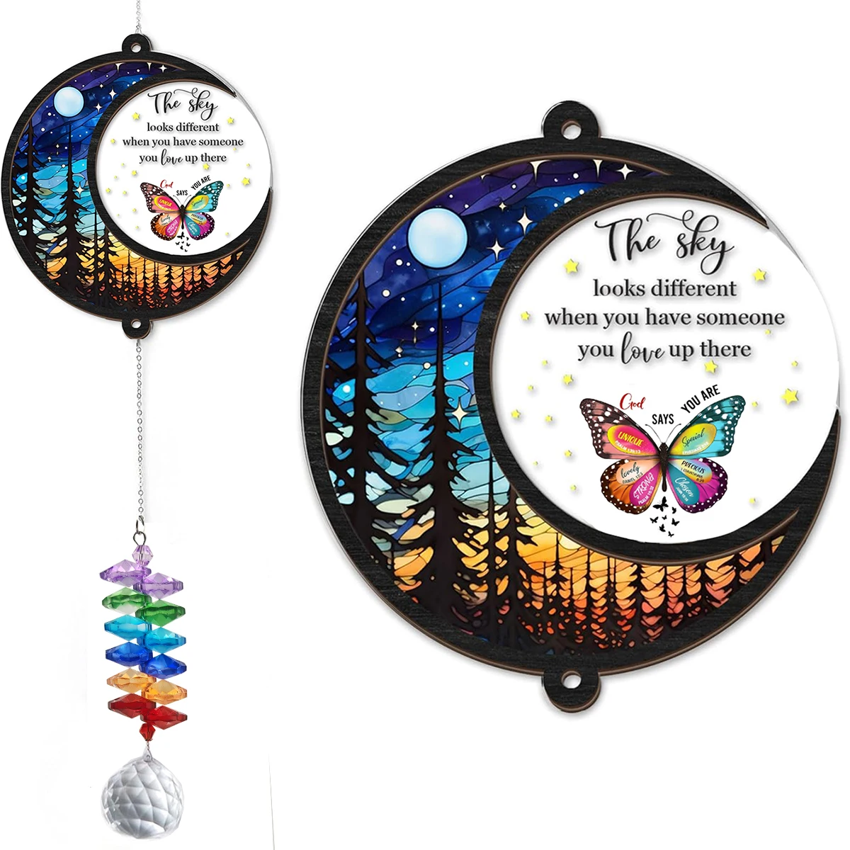 Memorial Suncatcher Moon Butterfly Ornament Sympathy Gift for Loss of Loved One - Bereavement Gifts - Condolence Gift - Memorial