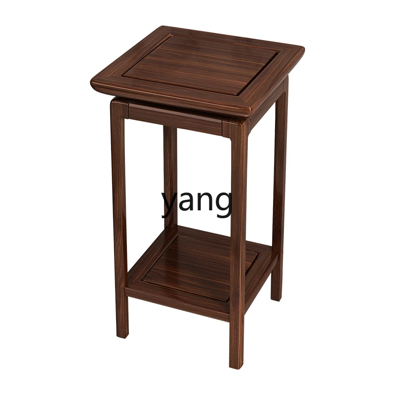 Lmm New Chinese Style Solid Wood Flower Stand Storage Flower Pot Stand Black Walnut Simple Floor-standing Bonsai