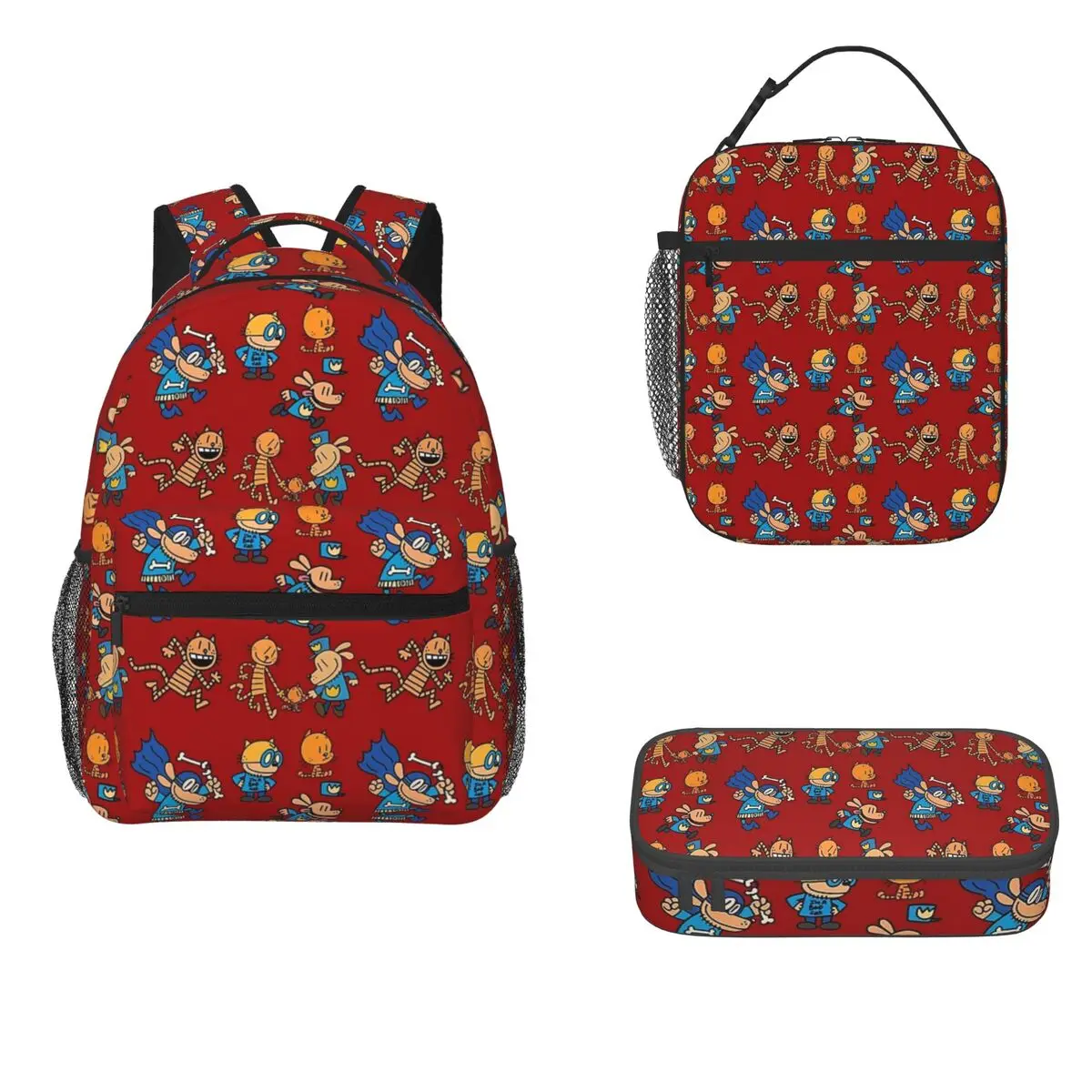 Dog Man, Petey, Lil Petey Combo Set Pack Backpacks Boys Bookbag Children School Bags Rucksack Lunch Bag Pen Bag Three-Piece Set