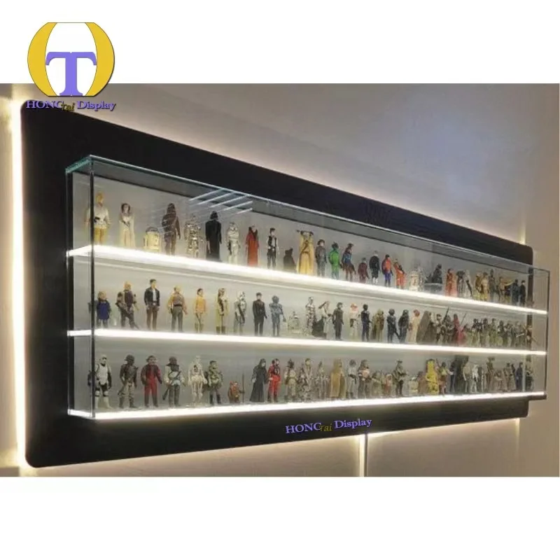 Custom.Neuestes Design, individuell gestalteter Rahmen aus gehärtetem Glas und Aluminium, Smoke Shop-Vitrine, Schwingtür-Wandgehäuse mit Downlight
