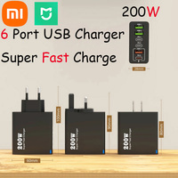 Xiaomi 200W 6 Port USB C Charger Super Fast Charging PD3.0 USB C Type C Mobile Phone Charger For iPhone Samsung Huawei