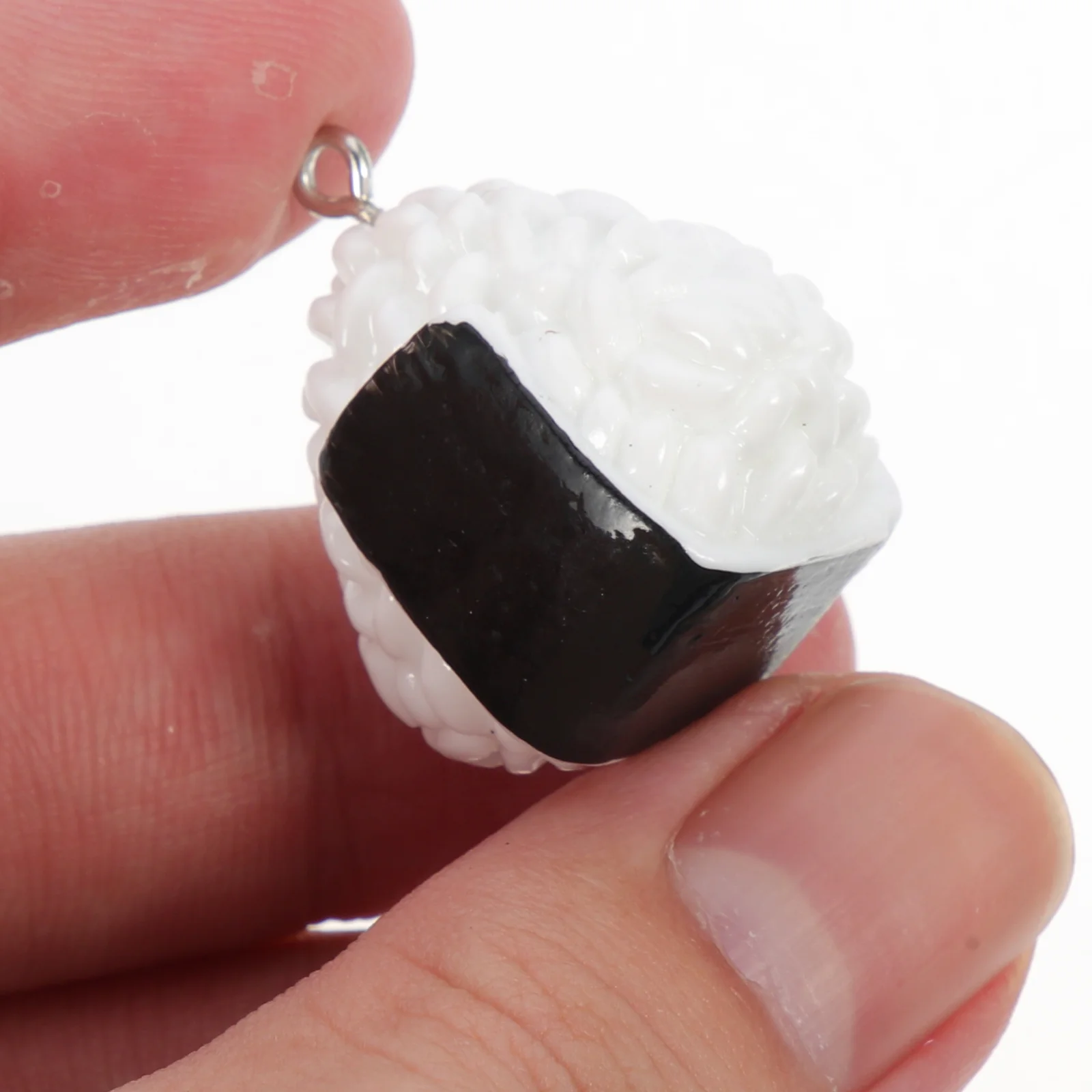 10 Pcs Imitation Sushi Rice Ball DIY Charms Pendant Food Resin Bags Jewelry Making Key Chain