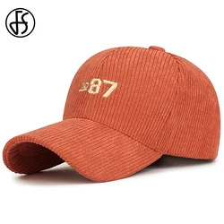 FS Luxury Brown Orange Corduroy Cap For Men Brand Letter Embroidery Women Baseball Hats Streetwear Hip Hop Caps Casquette Homme