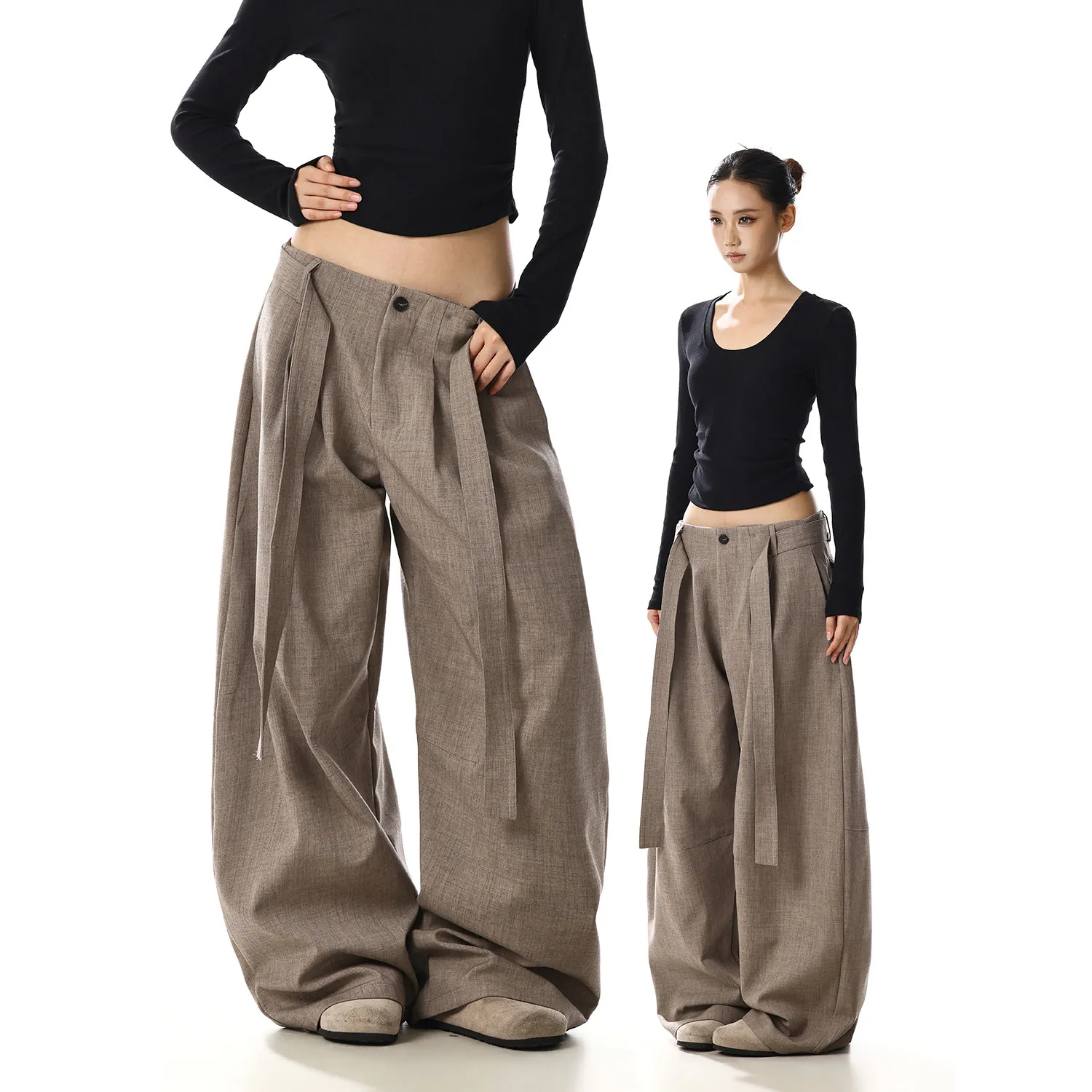 Baggy Scimitar Pants Men Women American Streetwear Retro Fashion Loose Casual Wide Leg Suit Pants Unisex Couple Trousers