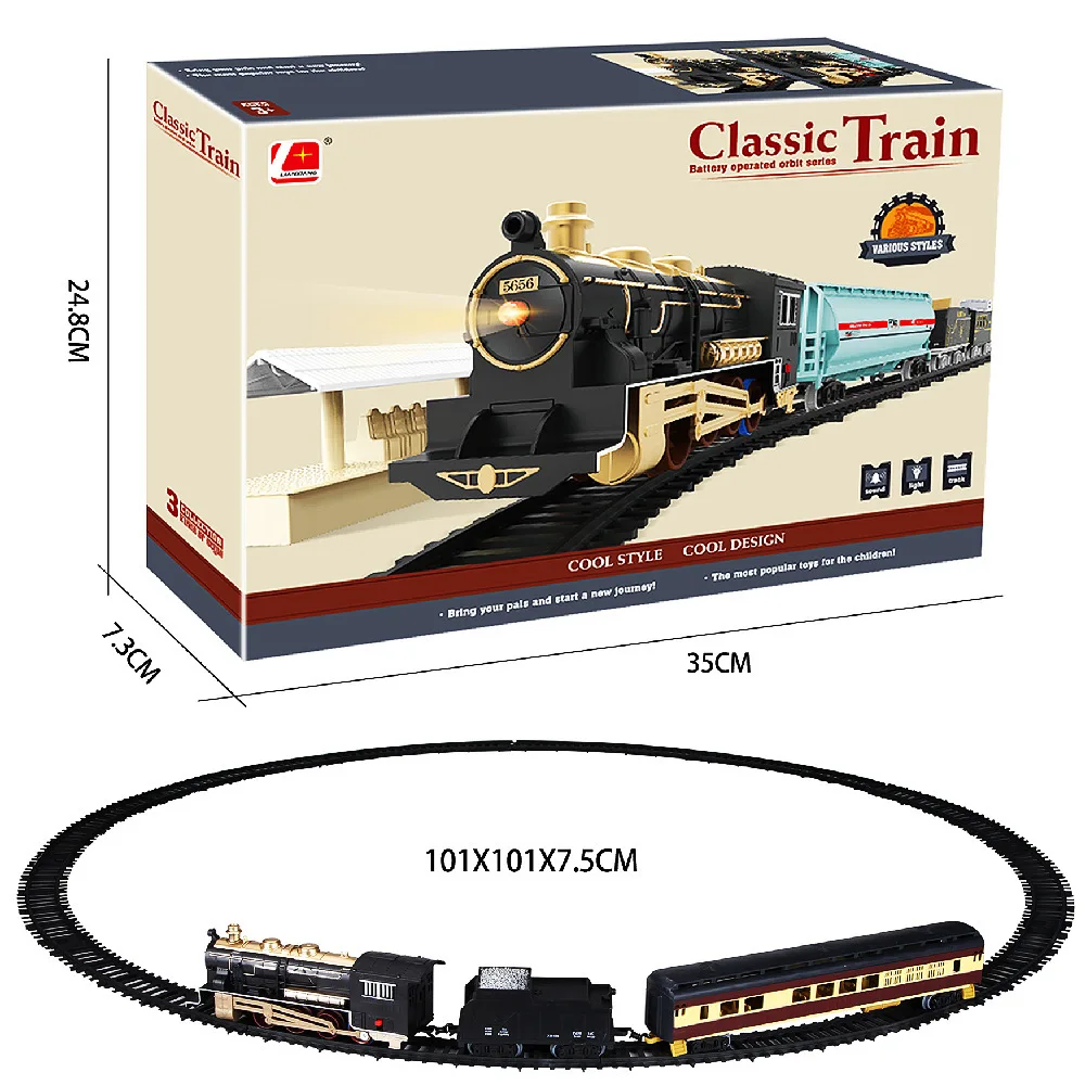 Train Set Without Remote Control Electric Retro Trains Model Track Train Gifts For 3 4 5 6 7 8+ Year Old Kids