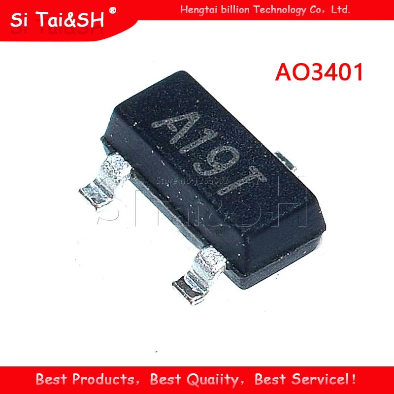 Si Tai & SH 100PCS AO3401 SOT23 A19T SOT-23 P-Channel MOSFET ทรานซิสเตอร์ข้อมูลระบบ