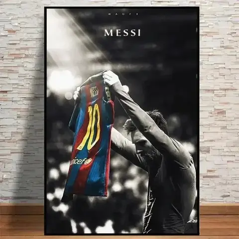 Bilashmart Classic Vintage Wall Art Lionel Messi Football Star HD Canvas Print Poster Home Living Room Club Decor Collection Gift