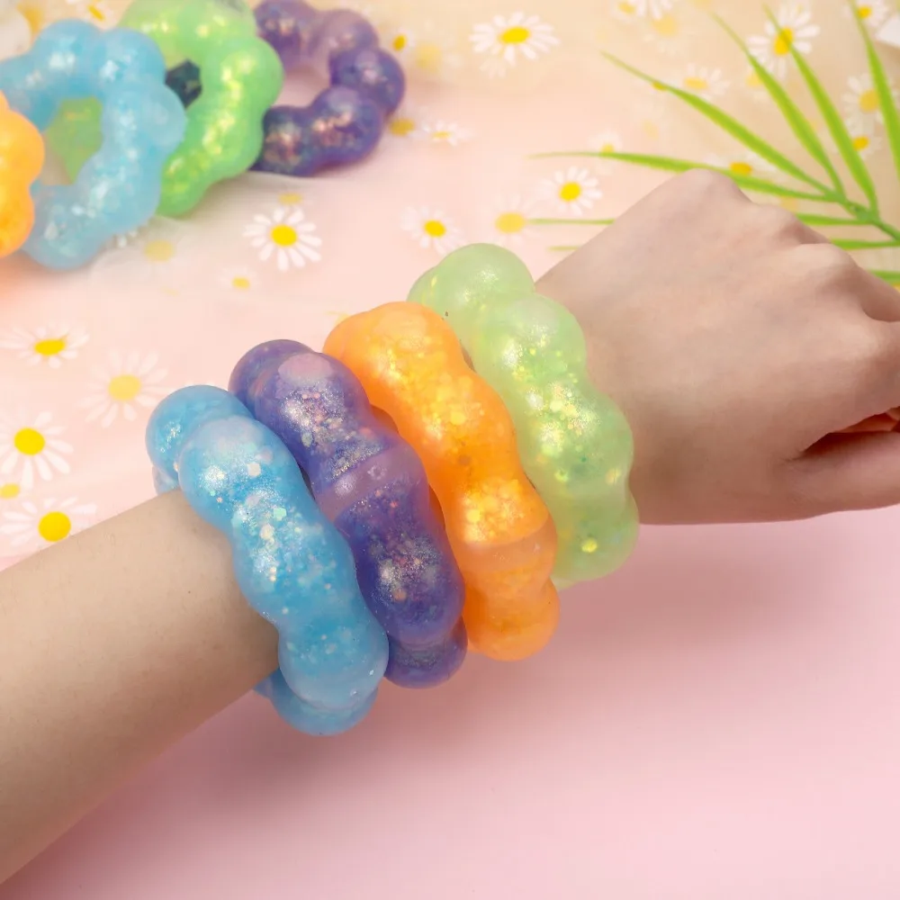 Portable TPR Transparent Donut Annular Decompression Color Bracelet Squeeze Ball Resilience Release Toys