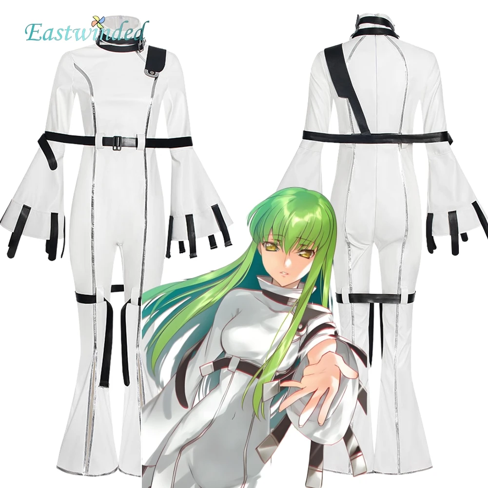 Anime Code Geass C.C. Disfraz de Cosplay, Mono Blanco, Chaqueta de Inmovilización, Ropa para Adultos, Mujeres, Halloween, Carnaval, Fiesta