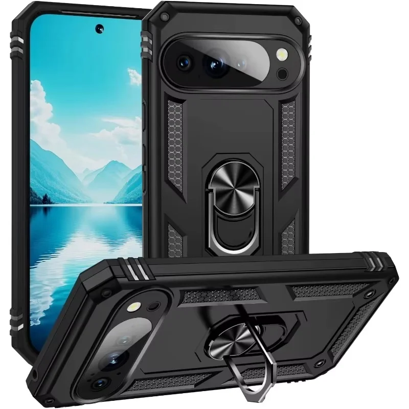 Heiße Verkäufe 2IN1 Military Auto Magnetische Telefon Abdeckung Für Google Pixel 10 9 8 Pro XL Stoßfest Ring Halter Heavy Duty schutz Fall