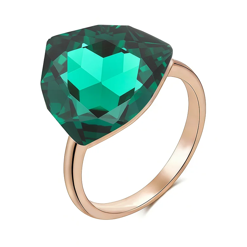 Wbmqda 22*17mm grüner Steinring für Frauen 585 Roségold Farbe Luxus großer Zirkon Schmuckzubehör