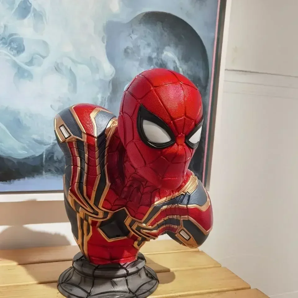 Genuine 38cm Marvellron Armor Spider Man Handmade Hero Expedition Movie Surrounding Gk Modelstatue Bust Decoration Boys Kid Gift