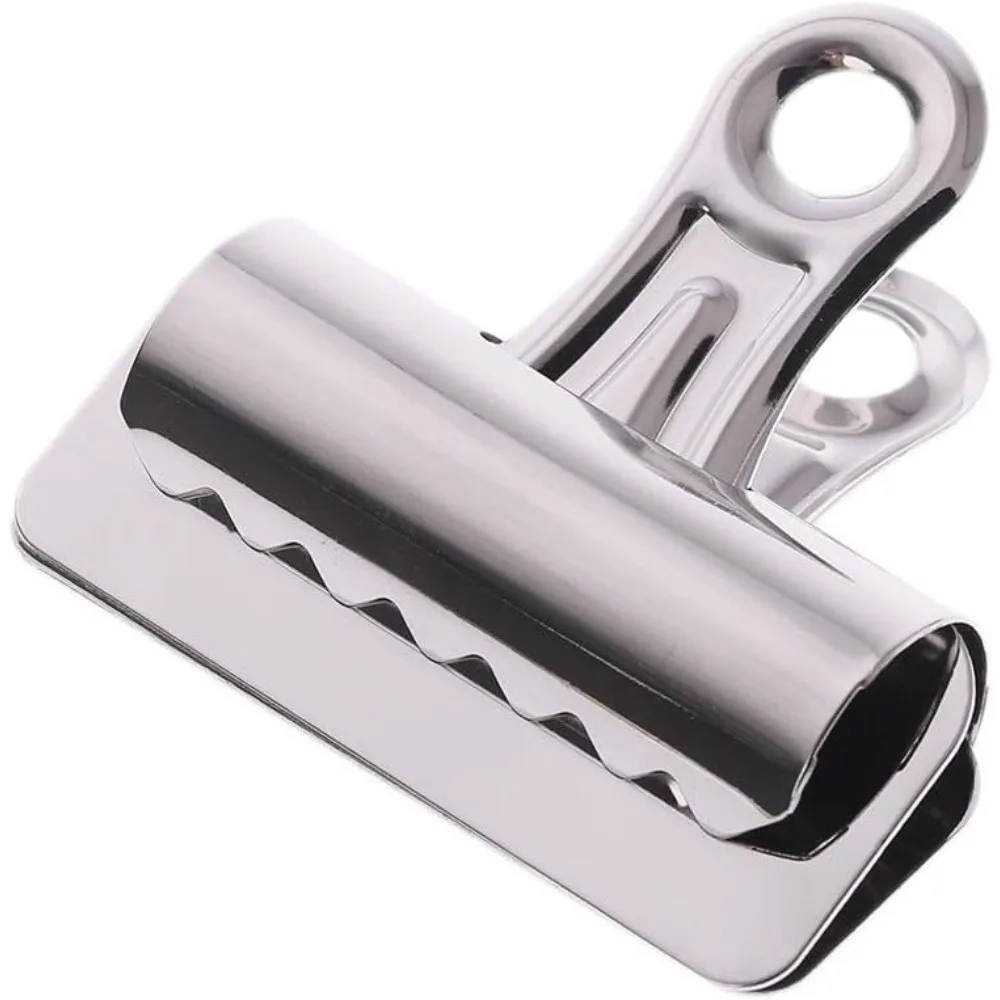 Stainless Steel Silver Metal Letter Paper File Adhesive Clip Fixed Office Supplies Metal Binder Clip School Supplies 65mm 75mm