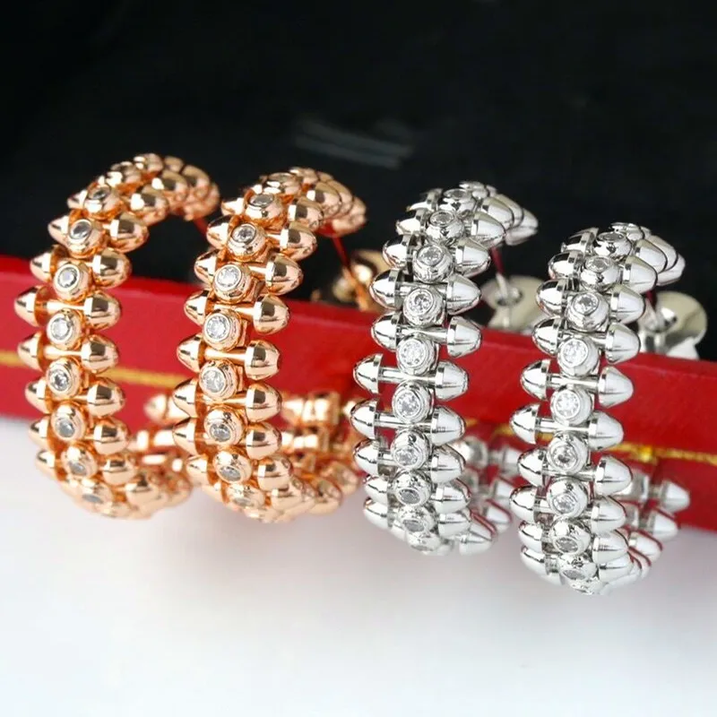 

Classic Hot Selling S925 Pure Silver Inlaid Zircon Rivet Earrings for Women's Fashion Trend Luxury Party Jewelry