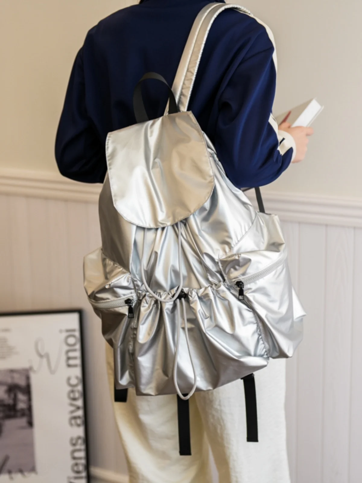 

Casual Travel Bapa Women's Small Design Nylon Dstring Large Capaci Double oulder Bag Leisure Sle Commuting