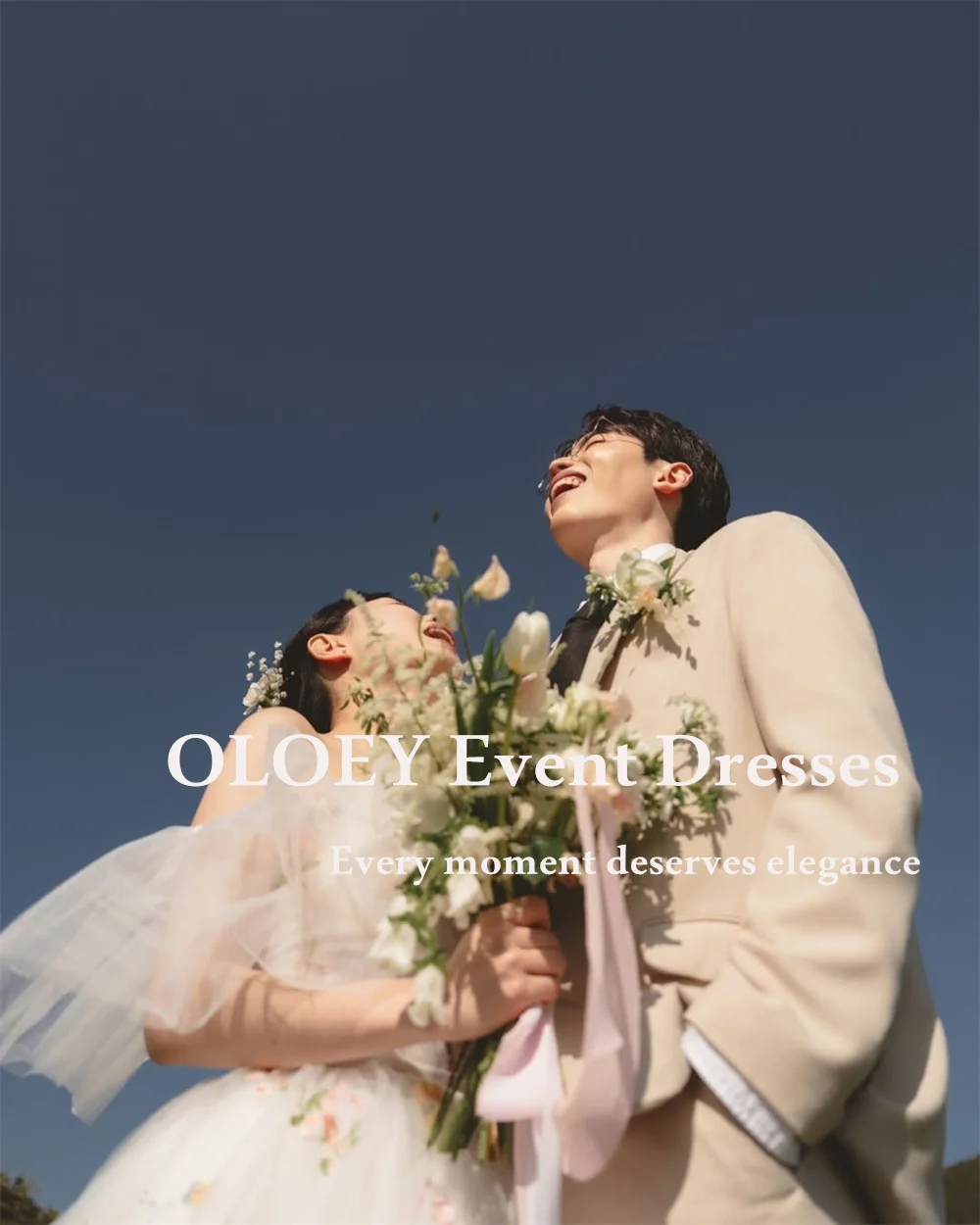 OLOEY Fairy Floral Lace Wedding Dress Korea Photo Shoot Sweetheart Neck Off the Shoulder Bridal Gown Corset Zip Back Customized
