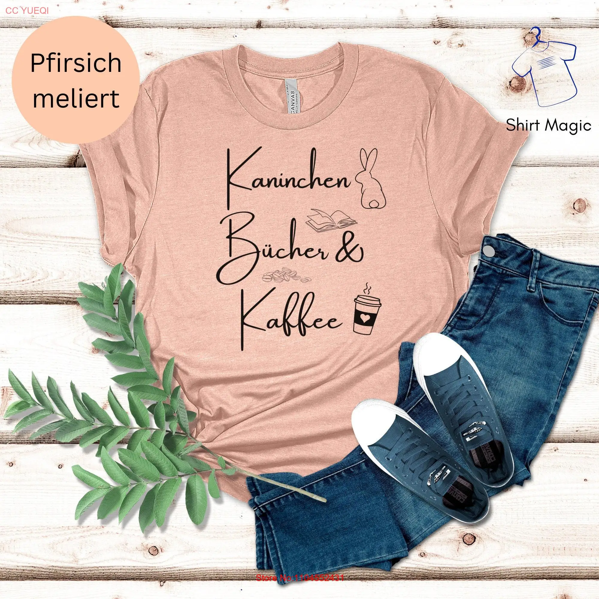 

Rabbit Books Cats T Shirt for Women Coffee Lover Bunny Breeder Book Fan long or short sleeves