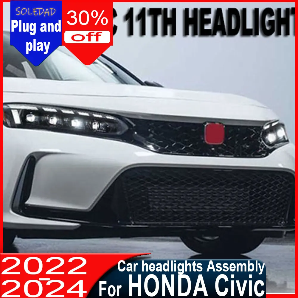 Car Styling Head Lamp for Honda Civic 2022-2025 Headlight Projector Lens Dynamic Signal LED Headlights Automotive Accessories