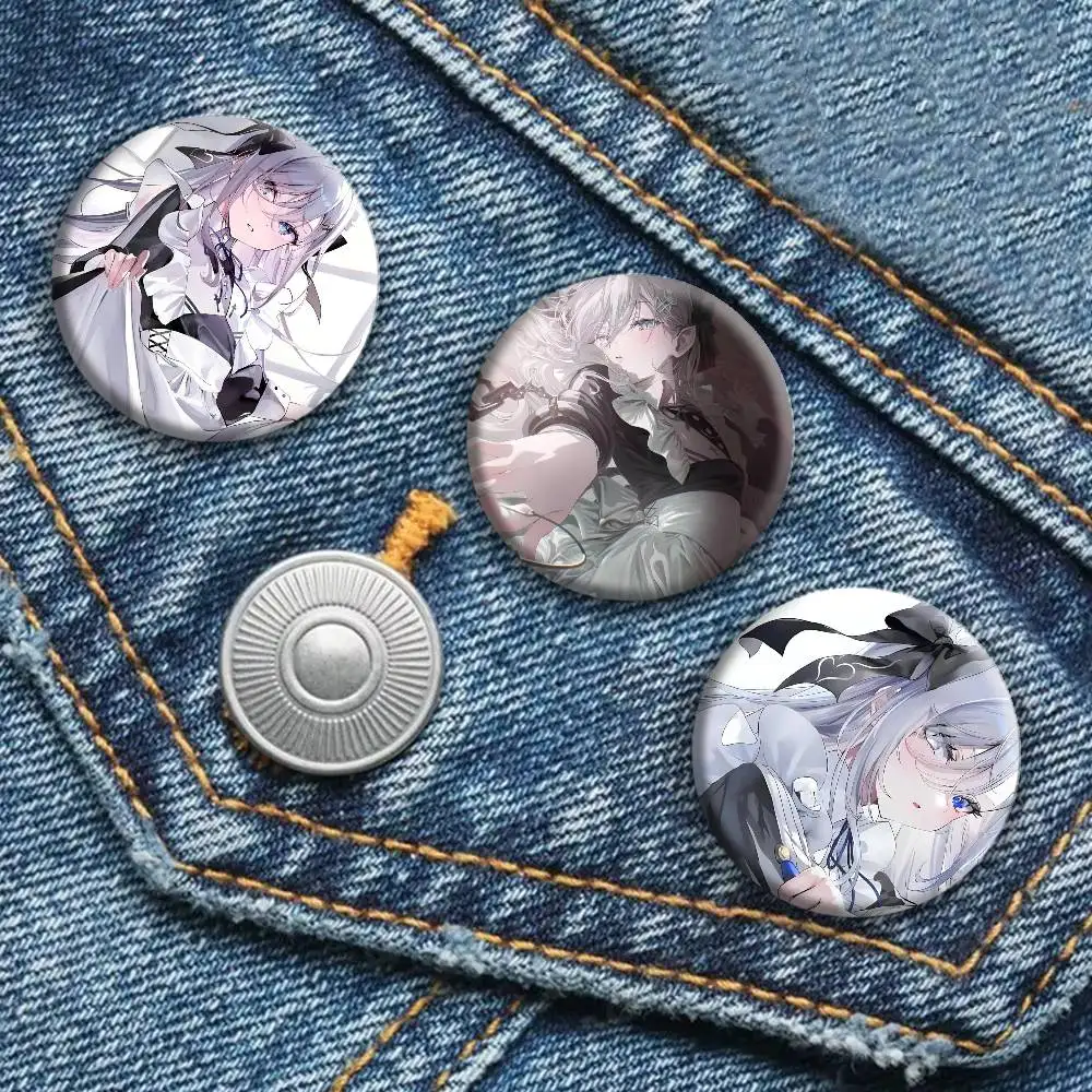 Anime P-Playing Death Games To Put Food On The Table Sorimachi Yuuki Badges Round Cosplay Pin Bag Decor Fans Collect Gift Brooch