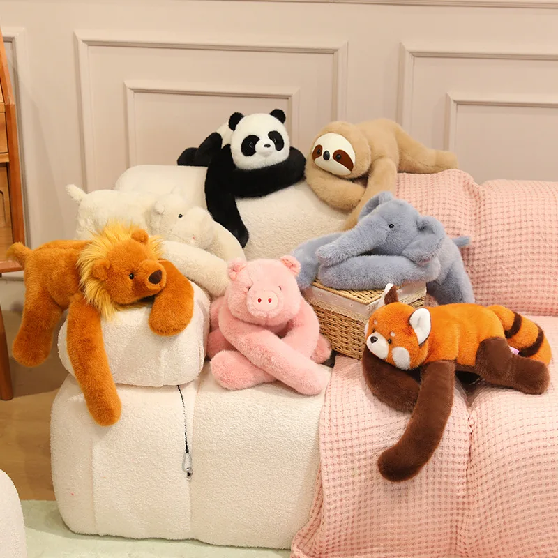 50/60cm Long Arm Stuffed Animal Sleeping Weighted Soft Plush Pillow Raccoon Lion Panda Sloth Pig Elephan Gift For Boys Girls