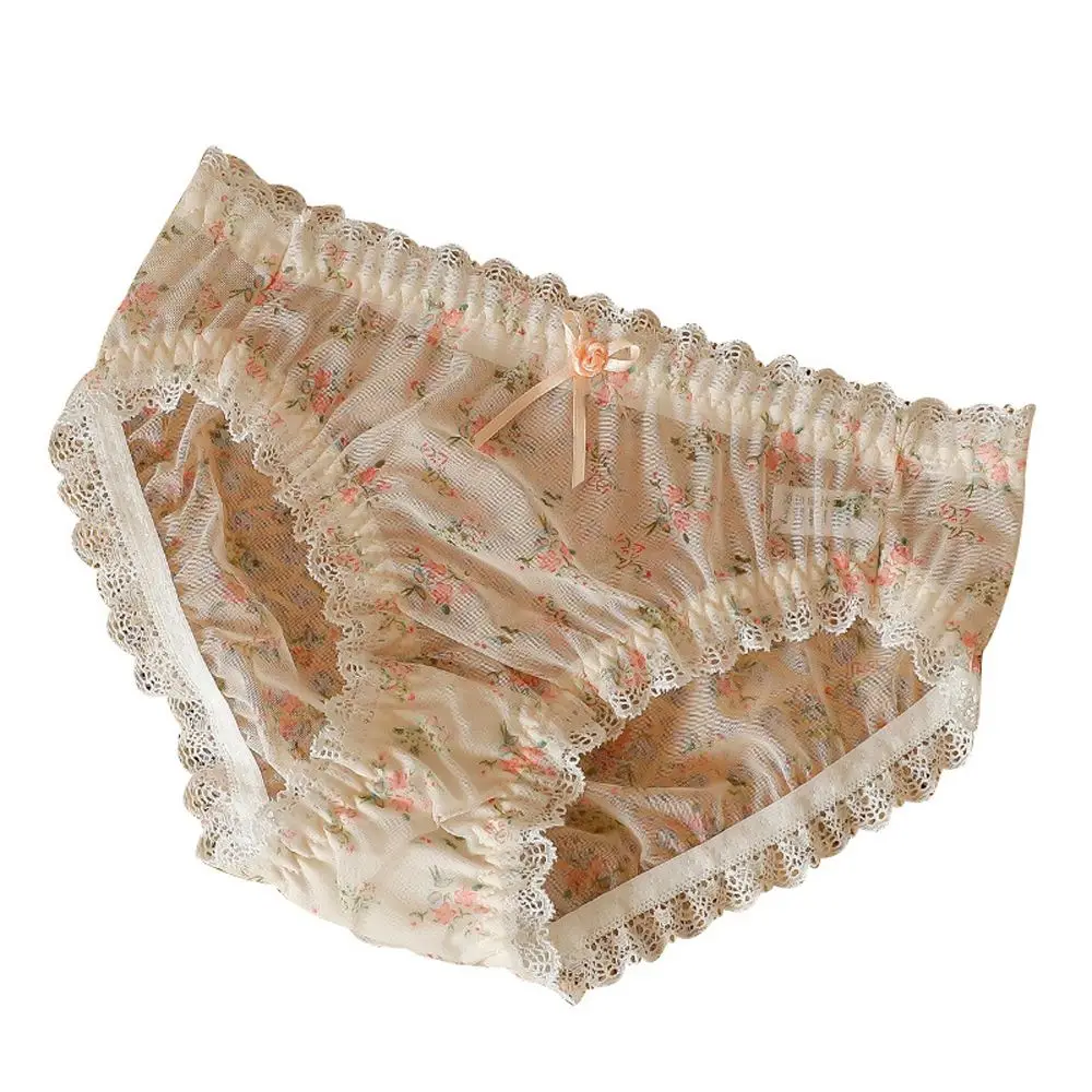

Fashion Seamless Breathable Bow Comfortable Elastic Female Underwear Flower Briefs Sexy Panties Lingerie