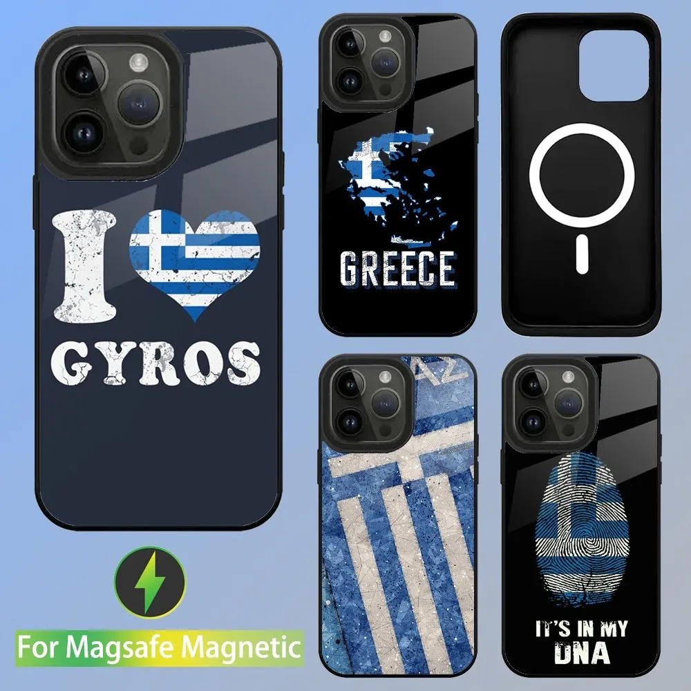 Greek Greece Flag Phone Case For iPhone 16,15,14,13,12,11,Plus,Pro,Max Mini Magsafe Magnetic Wireless Charging