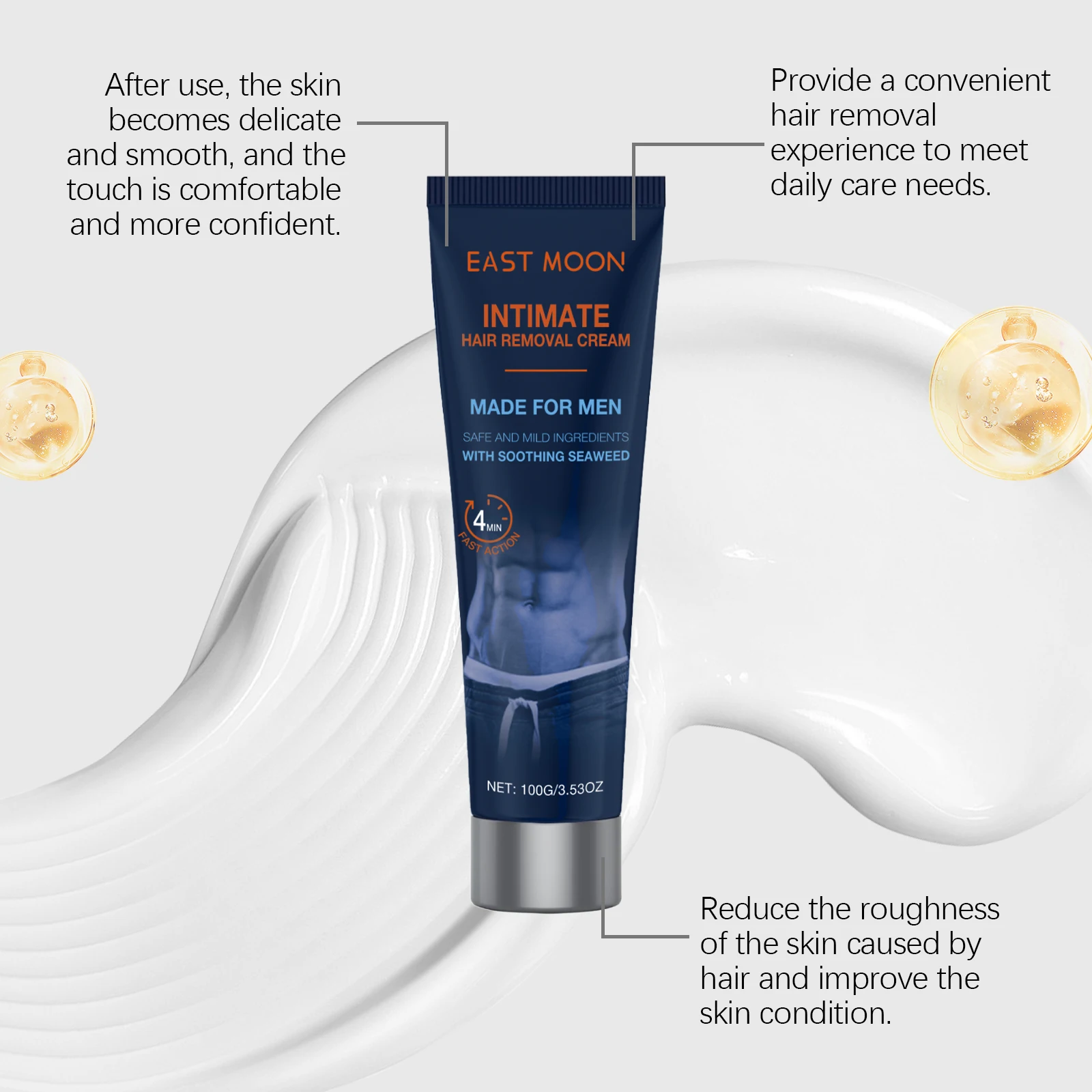 Hair Removal Cream Gentle Full-Body Hair Removal, No Dark Spots Left, Deeply Moisturizing and Nourishing for Smooth Skin